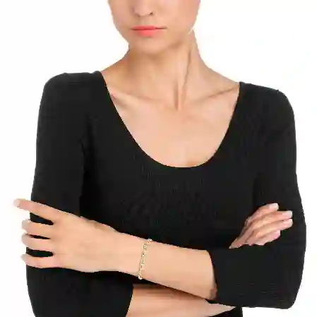 Resim Angelic Tennis bileklik, Yuvarlak kesim, Pavé, Orta, Beyaz, Altın rengi kaplama