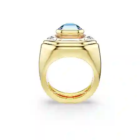 Resim Chroma Kokteyl Yüzüğü, Sekizgen kesim, Mavi, Altın rengi kaplama