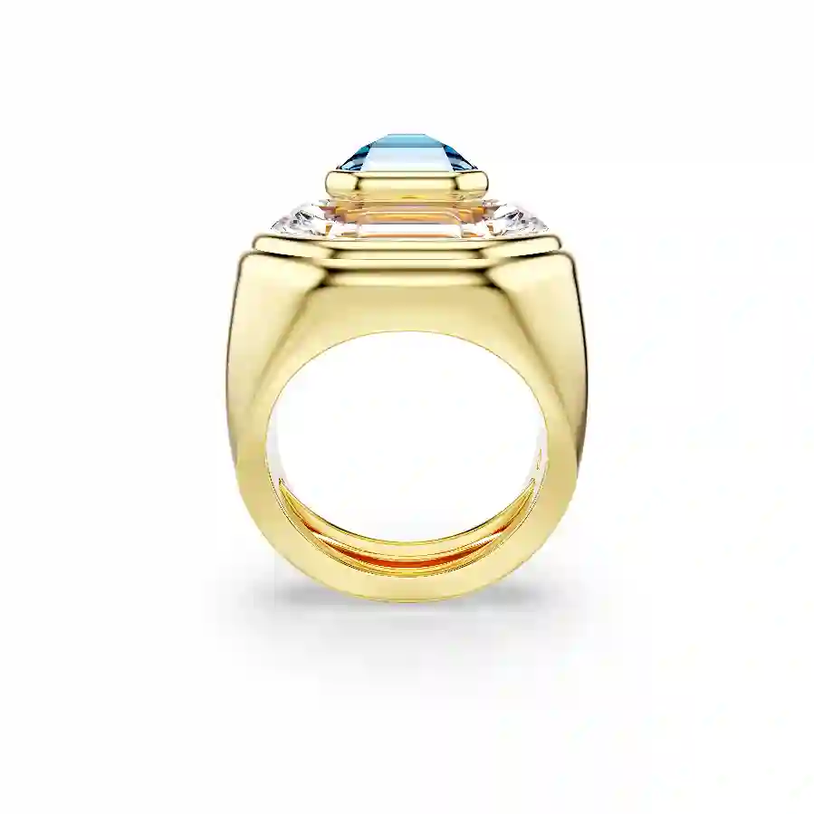 Resim Chroma Kokteyl Yüzüğü, Sekizgen kesim, Mavi, Altın rengi kaplama