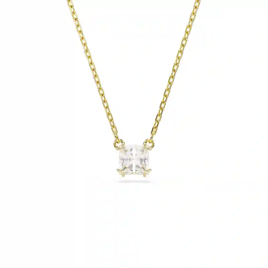 Resim Stilla Attract Kolye, Kare kesim, Beyaz, Altın rengi kaplama