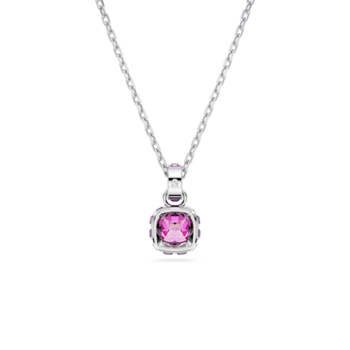 Resim Birthstone Kolye, Kare kesim, Şubat, Mor, Rodyum kaplama
