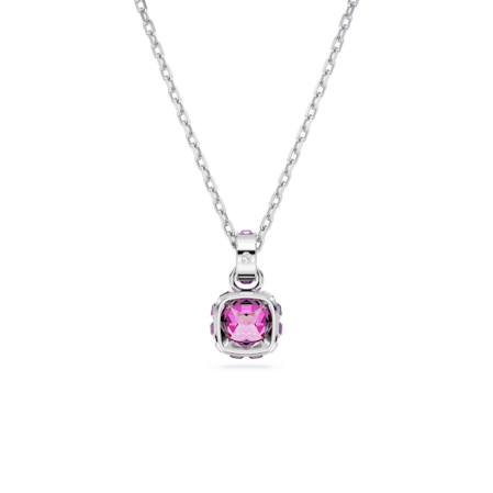 Resim Birthstone Kolye, Kare kesim, Şubat, Mor, Rodyum kaplama