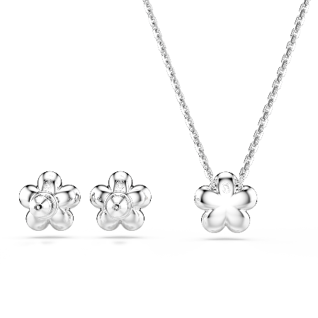 Resim Ariana Grande x Swarovski Set, Kristal inci, Yuvarlak kesim, Çiçek, Beyaz, Rodyum kaplama