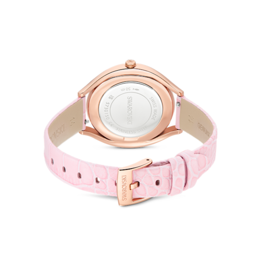 Resim Crystalline aura Saat, İsviçre Üretimi, Deri kayış, Pembe, Pembe altın rengi yüzey