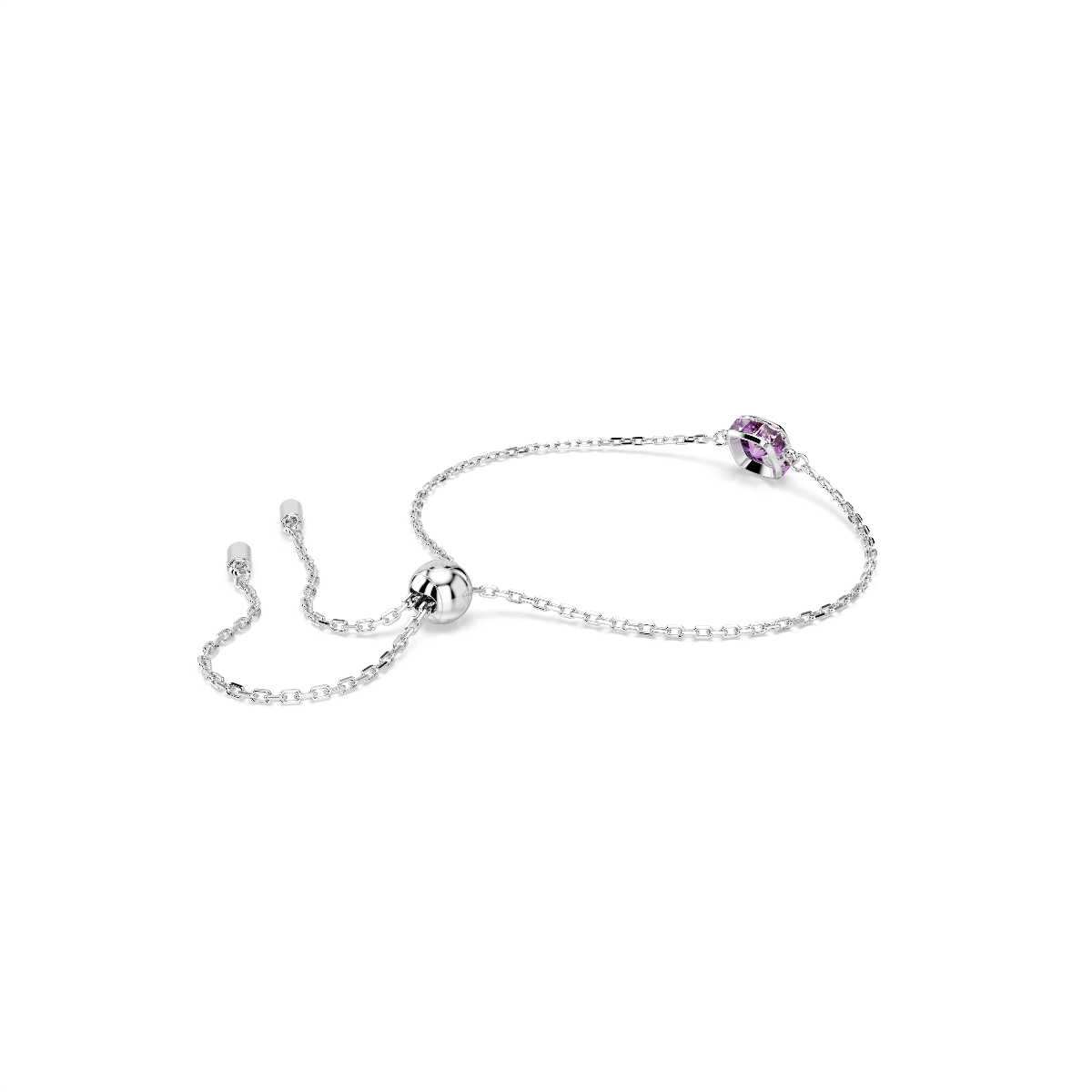 Resim Birthstone Bileklik, Kare kesim, Şubat, Mor, Rodyum kaplama