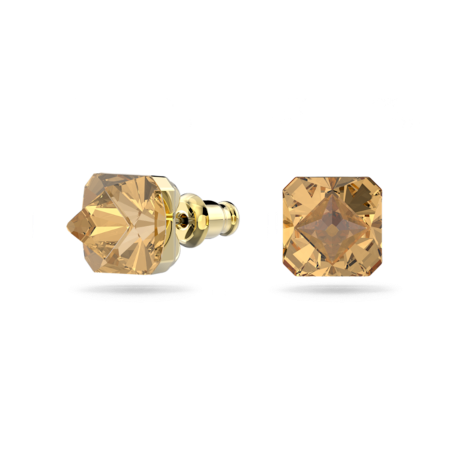 Resim Matrix düğme Küpeler, Piramit kesim, Sarı, Altın rengi kaplama