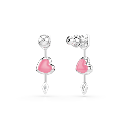 Resim Idyllia damla küpeler, Karışık kesimler, Oklu kalp, Beyaz, Rodyum kaplama