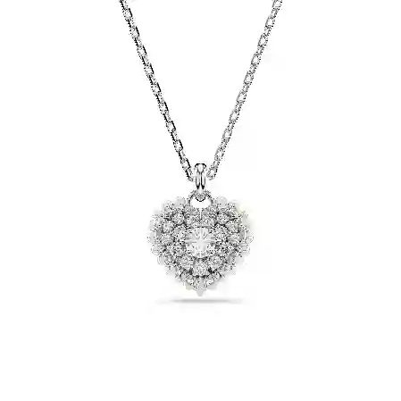 Resim Hyperbola Kolye, Kalp, Beyaz, Rodyum kaplama