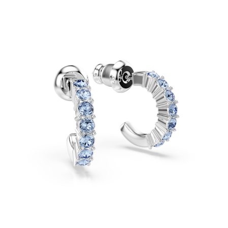 Resim Halka küpeler, Yuvarlak kesim, Mavi, Rodyum kaplama