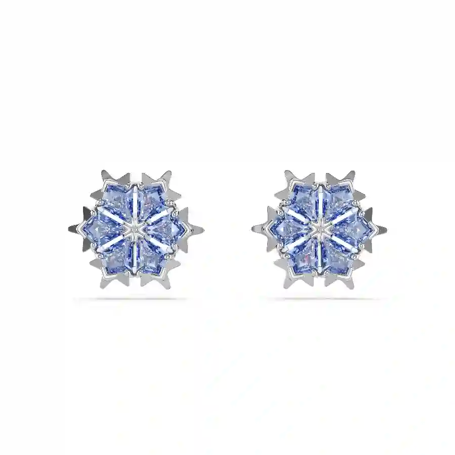 Resim Magic düğme Küpeler, Kar tanesi, Mavi, Rodyum kaplama