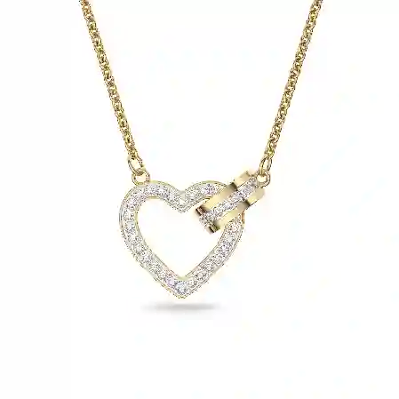 Resim Lovely Kolye, Kalp, Beyaz, Altın rengi kaplama