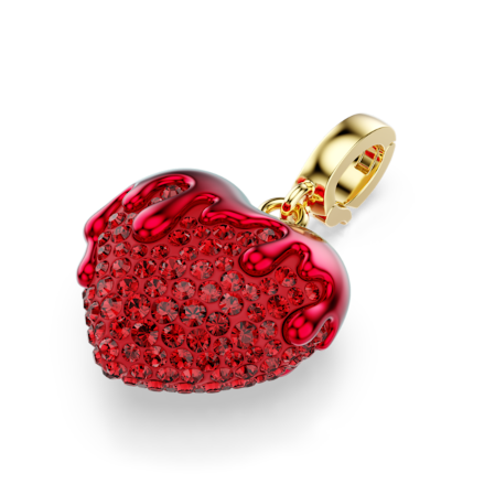 Resim Idyllia Charm, Yuvarlak kesim, Kalp, Kırmızı, Altın rengi kaplama