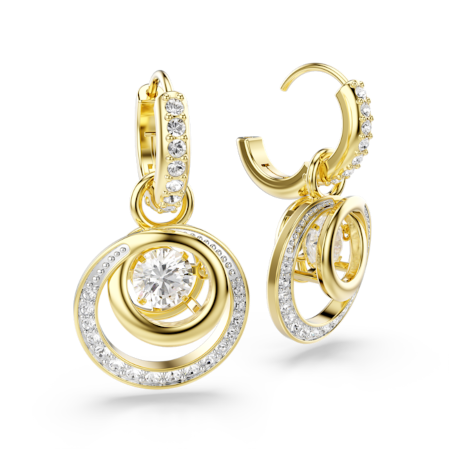 Resim Hyperbola damla küpeler, Yuvarlak kesim, Beyaz, Altın rengi kaplama