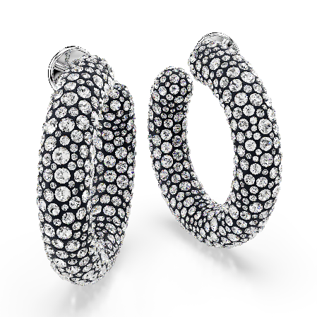 Resim Sublima halka küpeler, Karışık yuvarlak kesimler, Beyaz, Rodyum kaplama