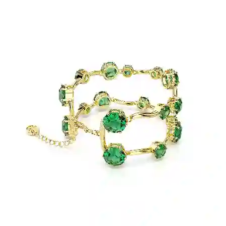 Resim Constella Bileklik, Karışık yuvarlak kesimler, Yeşil, Altın rengi kaplama