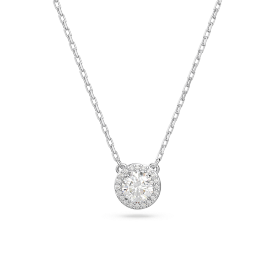 Resim Constella Kolye, Yuvarlak kesim, Pavé, Beyaz, Rodyum kaplama