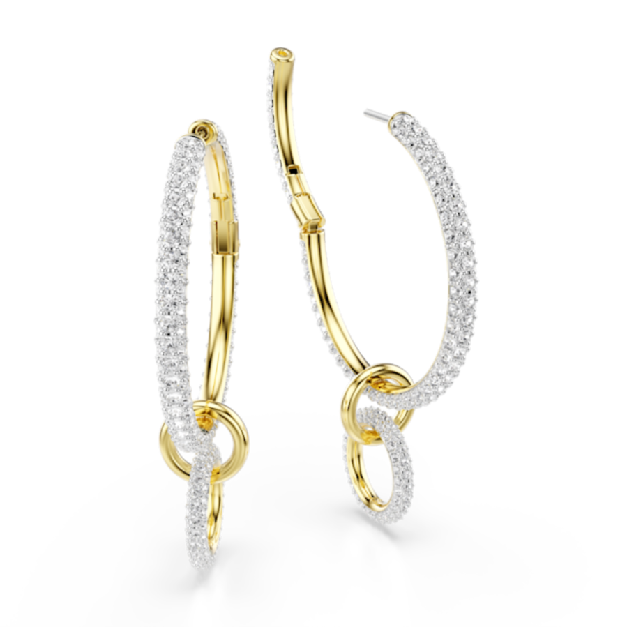 Resim Dextera halka küpeler, Yuvarlak kesim, Beyaz, Altın rengi kaplama