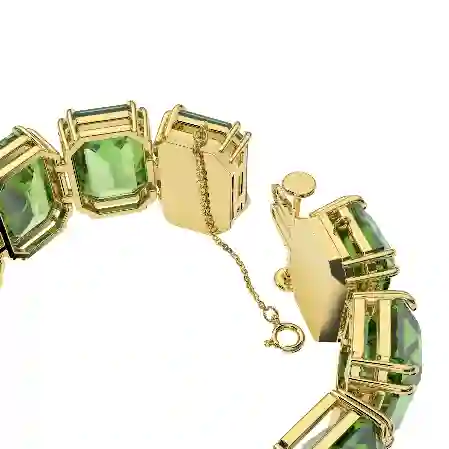 Resim Millenia Bileklik, Büyük kristaller, Sekizgen kesim, Yeşil, Altın rengi kaplama