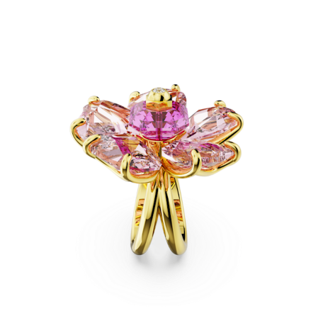 Resim Idyllia Kokteyl Yüzüğü, Çiçek, Pembe, Altın rengi kaplama