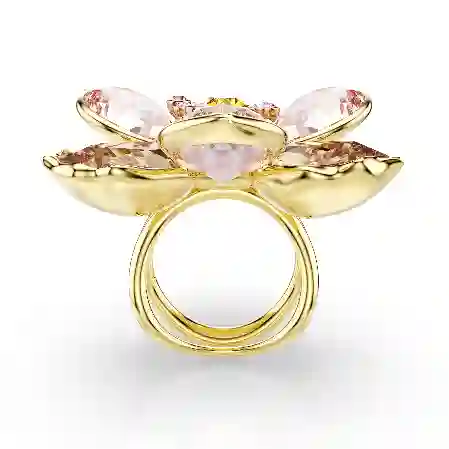 Resim Idyllia Motif Yüzük, Karışık kesimler, Çiçek, Altın rengi kaplama