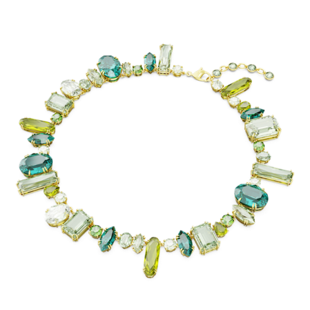 Resim Gema Kolye, Karışık kesimler, Yeşil, Altın rengi kaplama