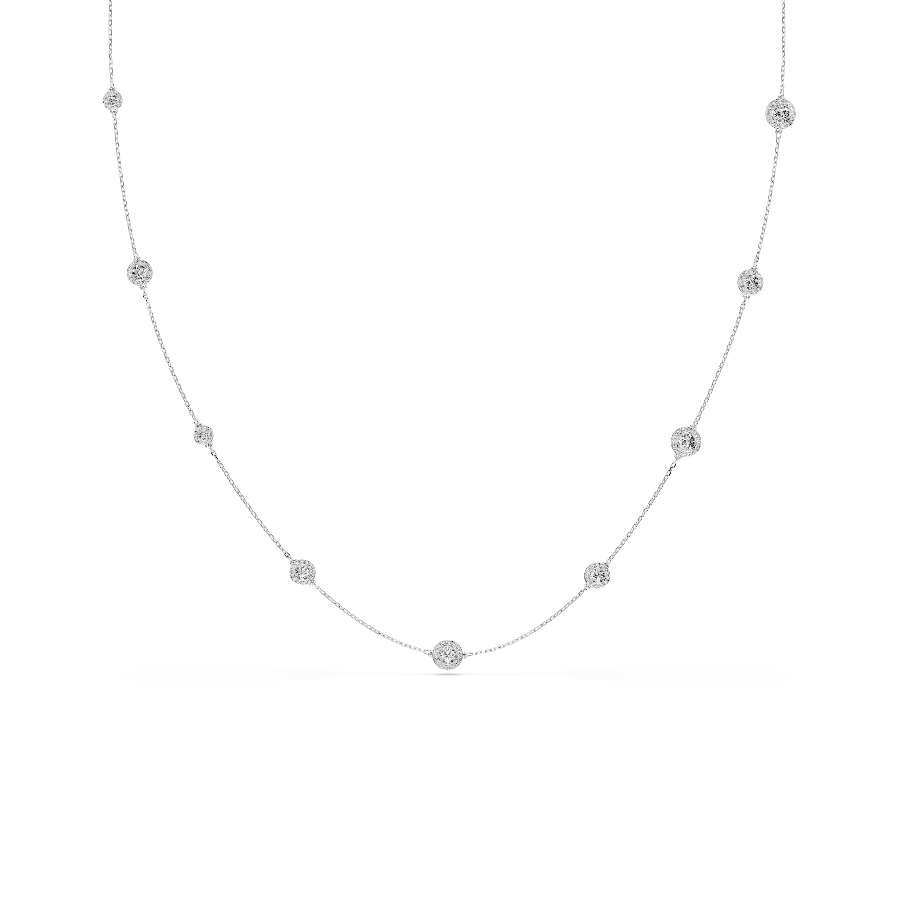 Resim Una Angelic Dizi Kolye, Yuvarlak kesim, Beyaz, Rodyum kaplama