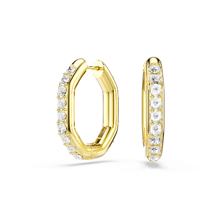 Resim Dextera halka küpeler, Sekizgen şekil, Yuvarlak kesim, Beyaz, Altın rengi kaplama