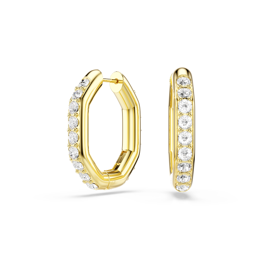 Resim Dextera halka küpeler, Sekizgen şekil, Yuvarlak kesim, Beyaz, Altın rengi kaplama