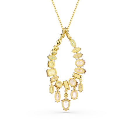 Resim Gema Kolye, Karışık kesimler, Çok renkli, Altın rengi kaplama