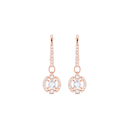 Resim Swarovski Sparkling Dance damla küpeler, Yuvarlak kesim, Pavé, Beyaz, Pembe altın rengi kaplama