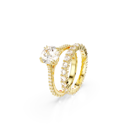 Resim Stilla Yüzük, Set (2), Yuvarlak kesim, Beyaz, Altın rengi kaplama