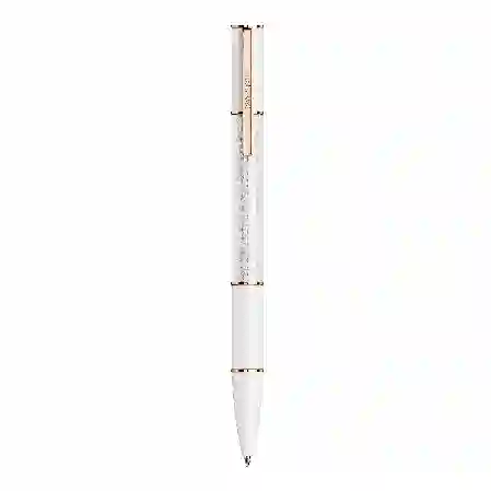 Resim Crystalline Lustre Tükenmez Kalem, Beyaz, Pembe altın rengi kaplama