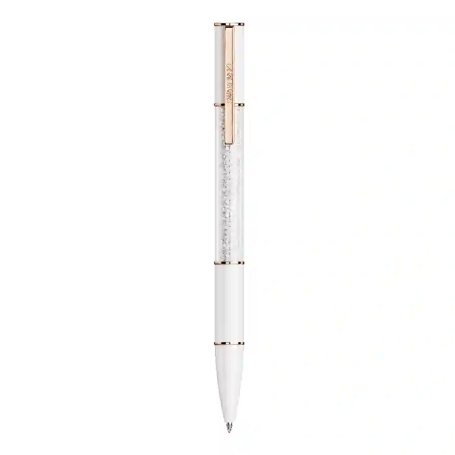 Resim Crystalline Lustre Tükenmez Kalem, Beyaz, Pembe altın rengi kaplama