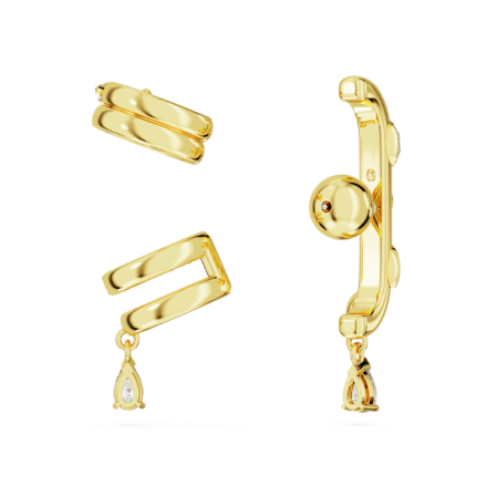 Resim Dextera Kelepçe Küpe, Set (3), Karışık kesimler, Beyaz, Altın rengi kaplama