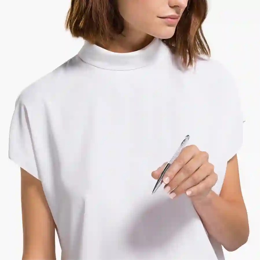 Resim Crystalline Tükenmez Kalem, Gümüş Rengi, Krom Kaplama