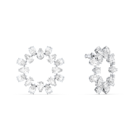 Resim Millenia halka küpeler, Armut kesim, Beyaz, Rodyum kaplama