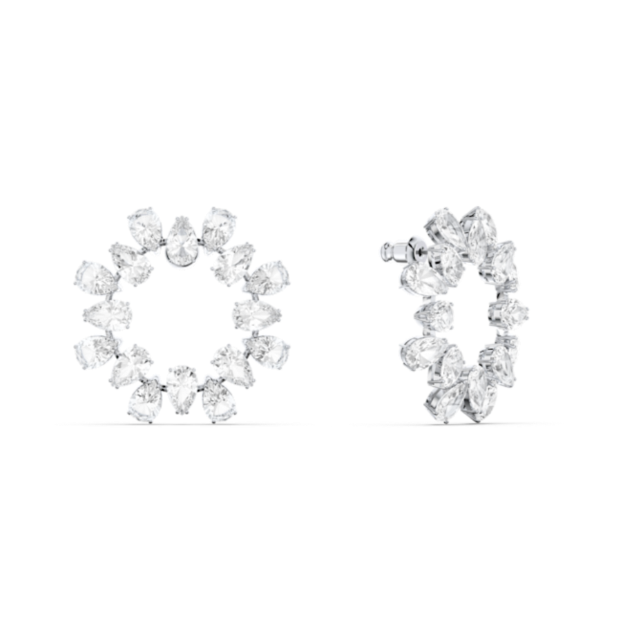 Resim Millenia halka küpeler, Armut kesim, Beyaz, Rodyum kaplama