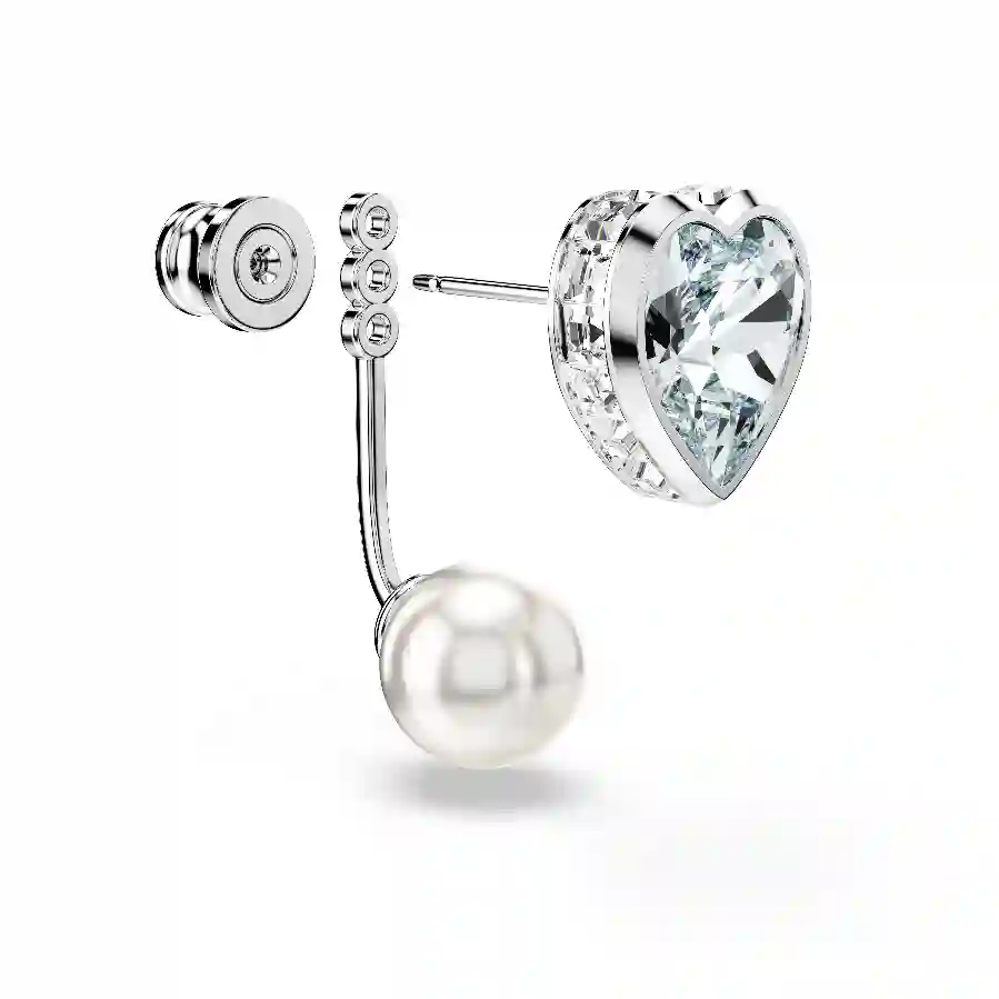 Resim Imber küpe gömlekleri, Kristal inci, Kalp kesim, Kalp, Mavi, Rodyum kaplama