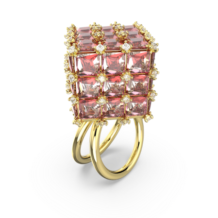 Resim Curiosa Kokteyl Yüzüğü, Kare kesim, Turuncu, Altın rengi kaplama