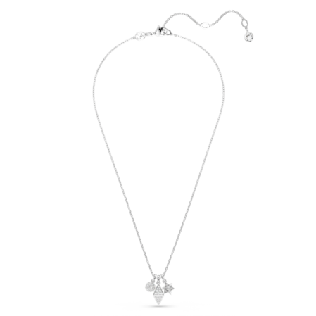 Resim Dextera Kolye, Yuvarlak kesim, Küre ve küp, Beyaz, Rodyum kaplama