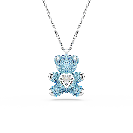 Resim Teddy Kolye, Ayıcık, Mavi, Rodyum kaplama