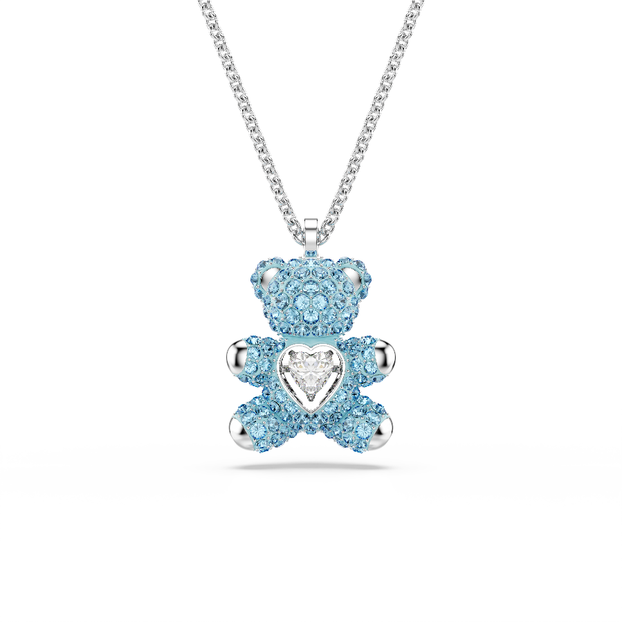 Resim Teddy Kolye, Ayıcık, Mavi, Rodyum kaplama