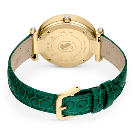 Resim Crystalline wonder Saat, İsviçre Üretimi, Deri kayış, Yeşil, Altın rengi yüzey