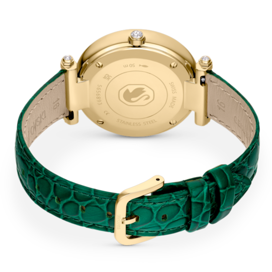 Resim Crystalline wonder Saat, İsviçre Üretimi, Deri kayış, Yeşil, Altın rengi yüzey