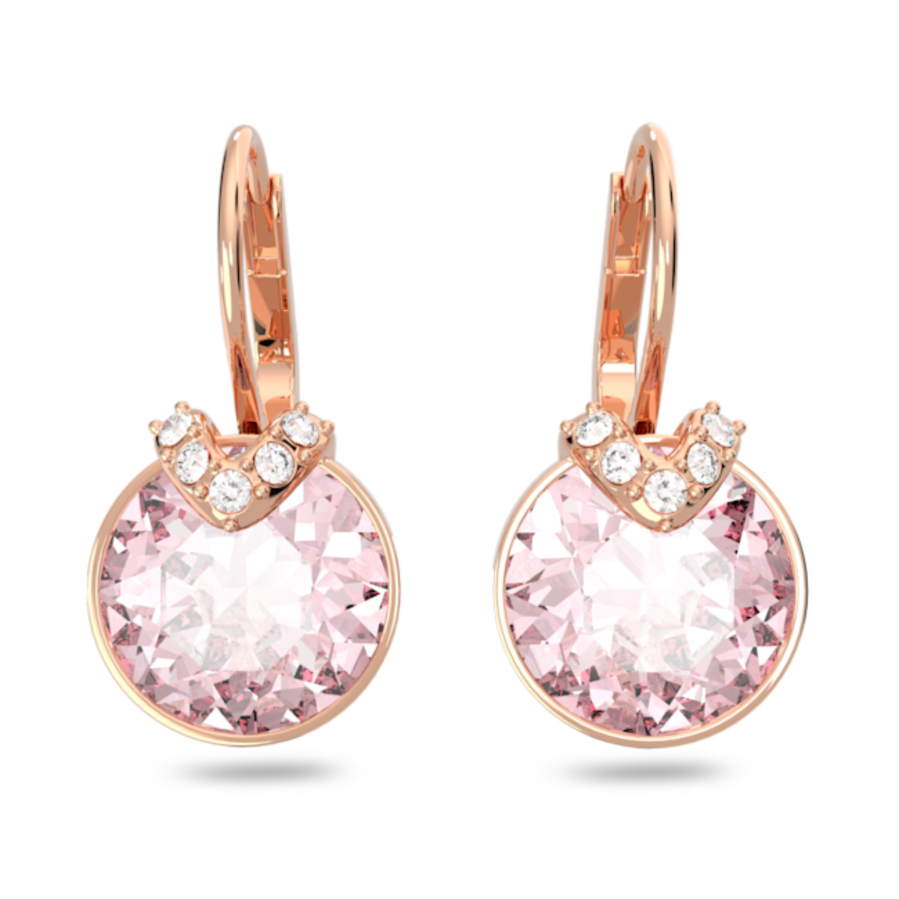 Resim Bella V damla küpeler, Yuvarlak kesim, Pembe, Pembe altın rengi kaplama