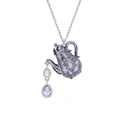 Resim Alice in Wonderland Kolye, Çaydanlık, Mor, Rodyum kaplama