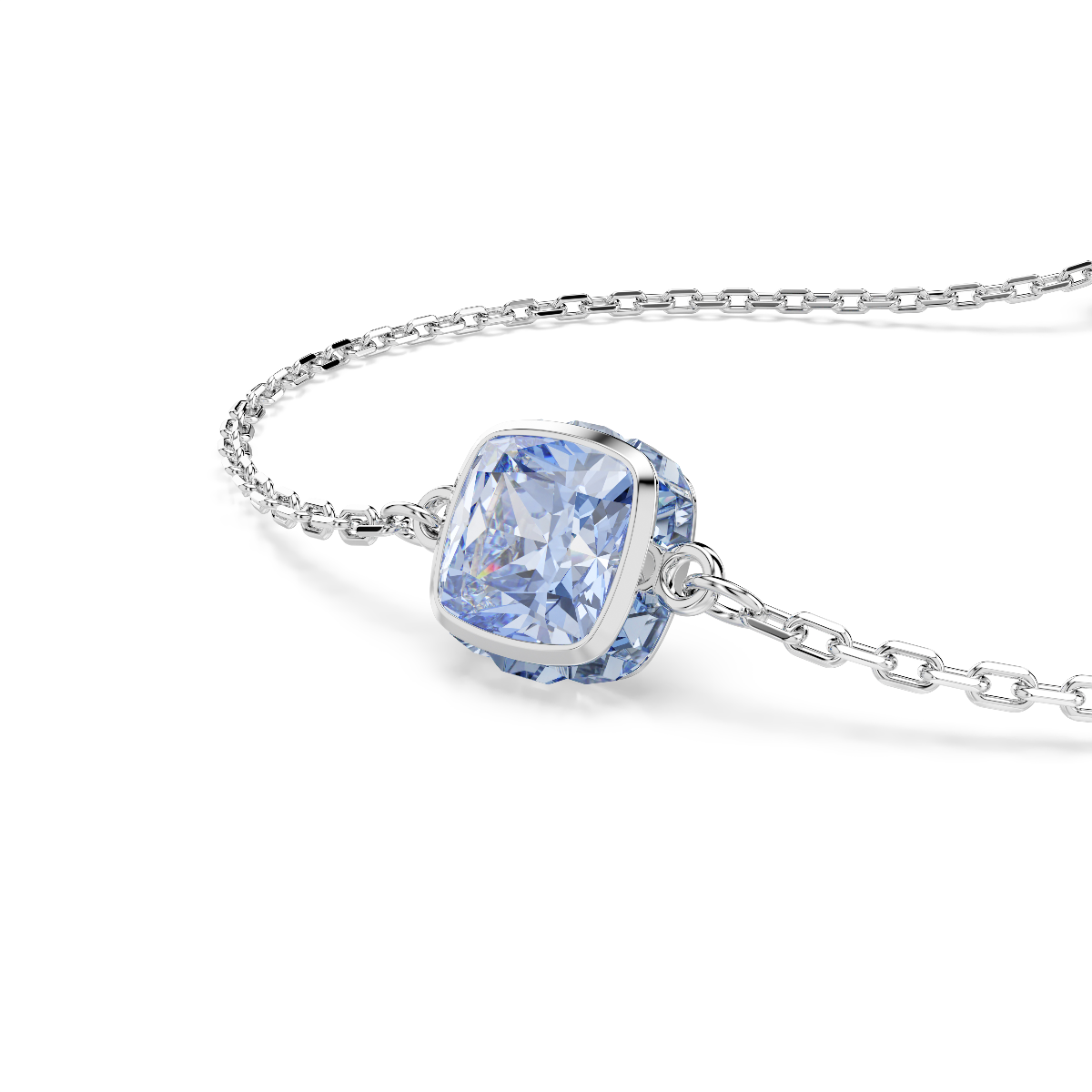 Resim Birthstone Bileklik, Kare kesim, Mart, Mavi, Rodyum kaplama