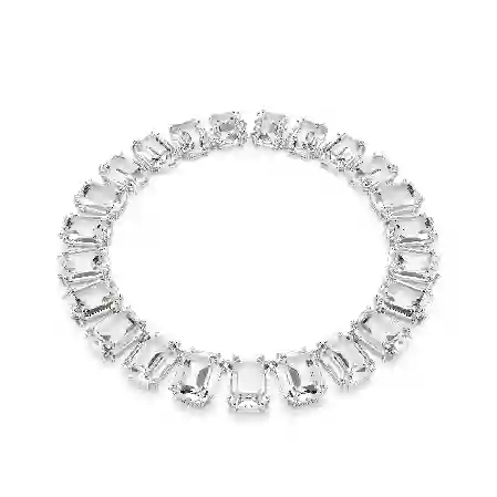 Resim Millenia Tennis kolye, Büyük kristaller, Sekizgen kesim, Beyaz, Rodyum kaplama