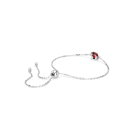 Resim Birthstone Bileklik, Kare kesim, Ocak, Kırmızı, Rodyum kaplama