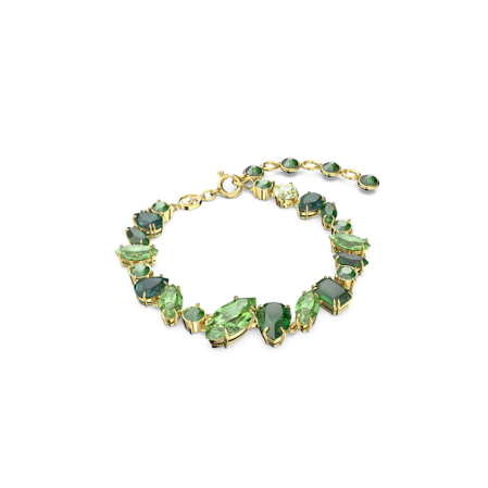 Resim Gema Bileklik, Karışık kesimler, Yeşil, Altın rengi kaplama